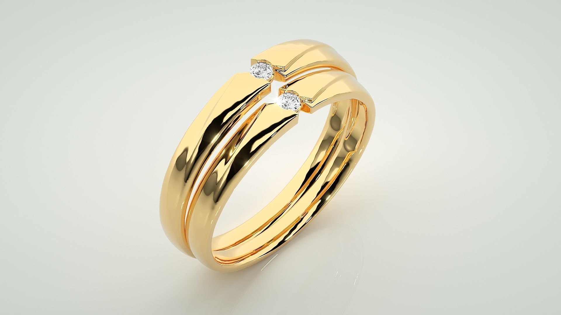 Solitaire Couple Band Ring 3dm stl render detail 3D print model_12