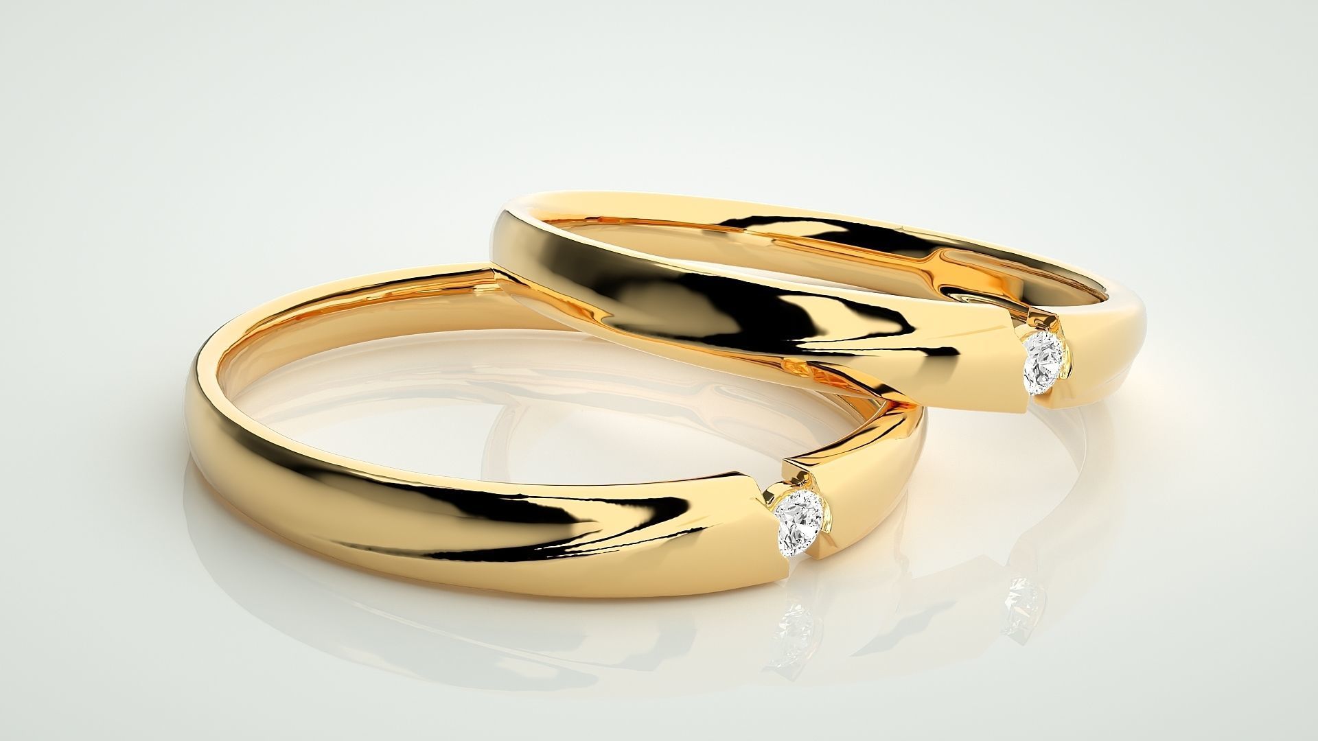 Solitaire Couple Band Ring 3dm stl render detail 3D print model_10
