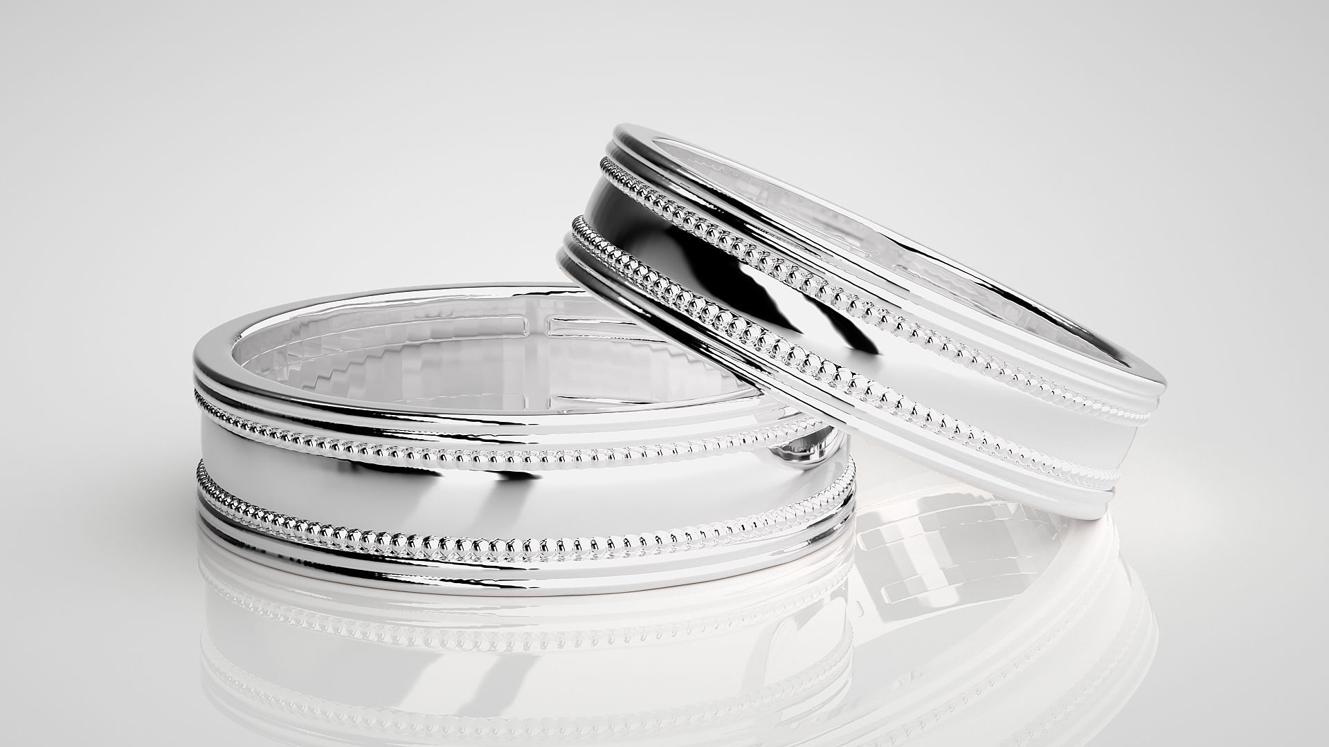 Plain Gold Couple Band Ring 3dm stl render detail 3D print model_5