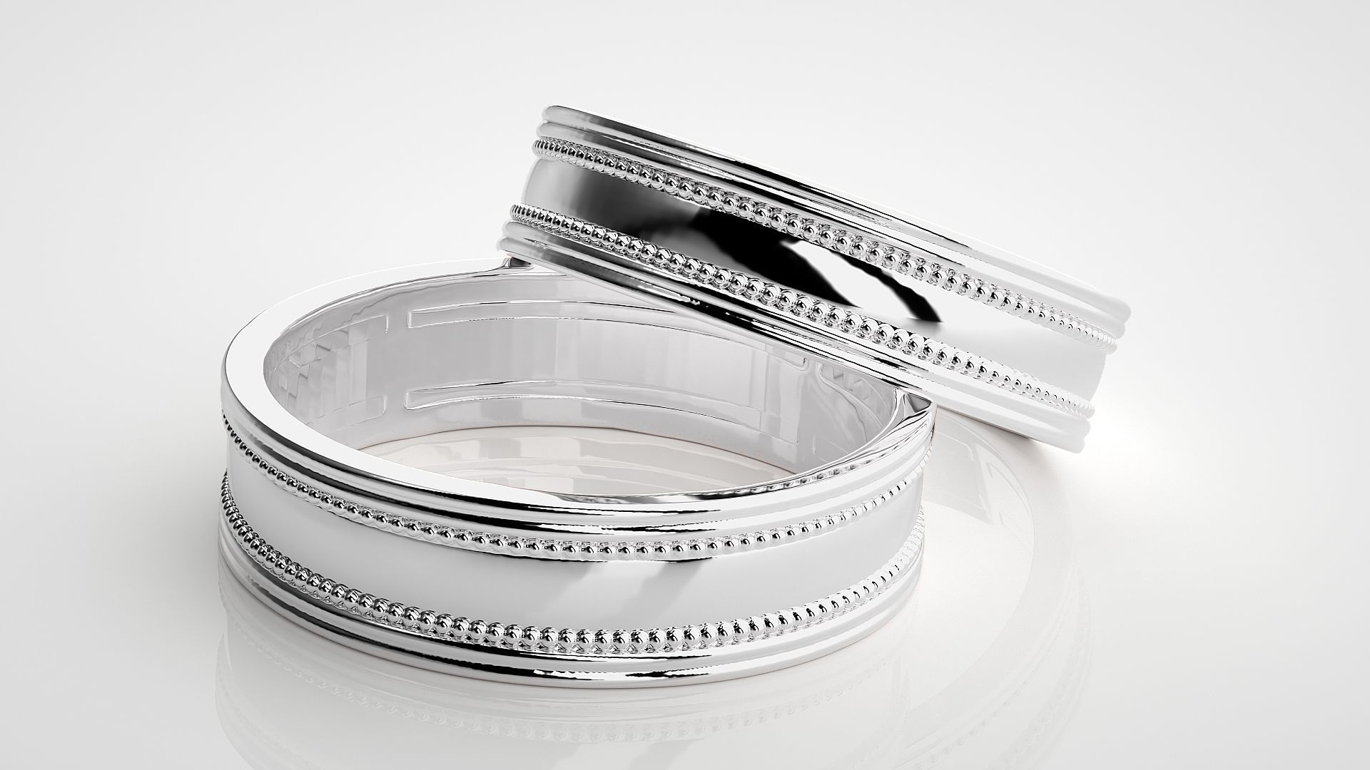 Plain Gold Couple Band Ring 3dm stl render detail 3D print model_6