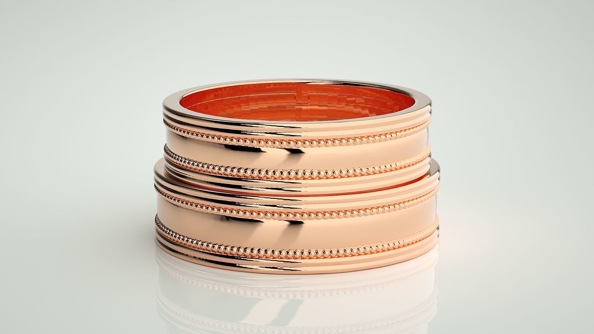 Plain Gold Couple Band Ring 3dm stl render detail 3D print model_2