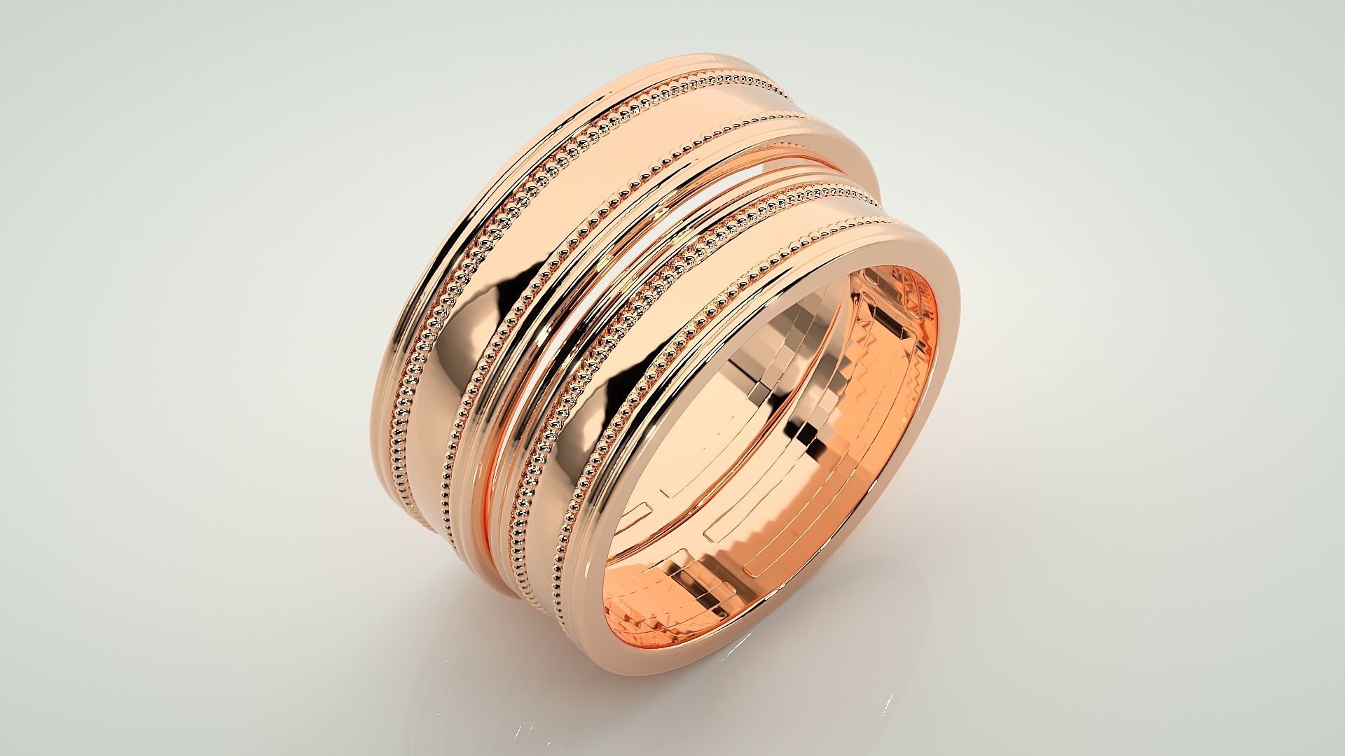 Plain Gold Couple Band Ring 3dm stl render detail 3D print model_4