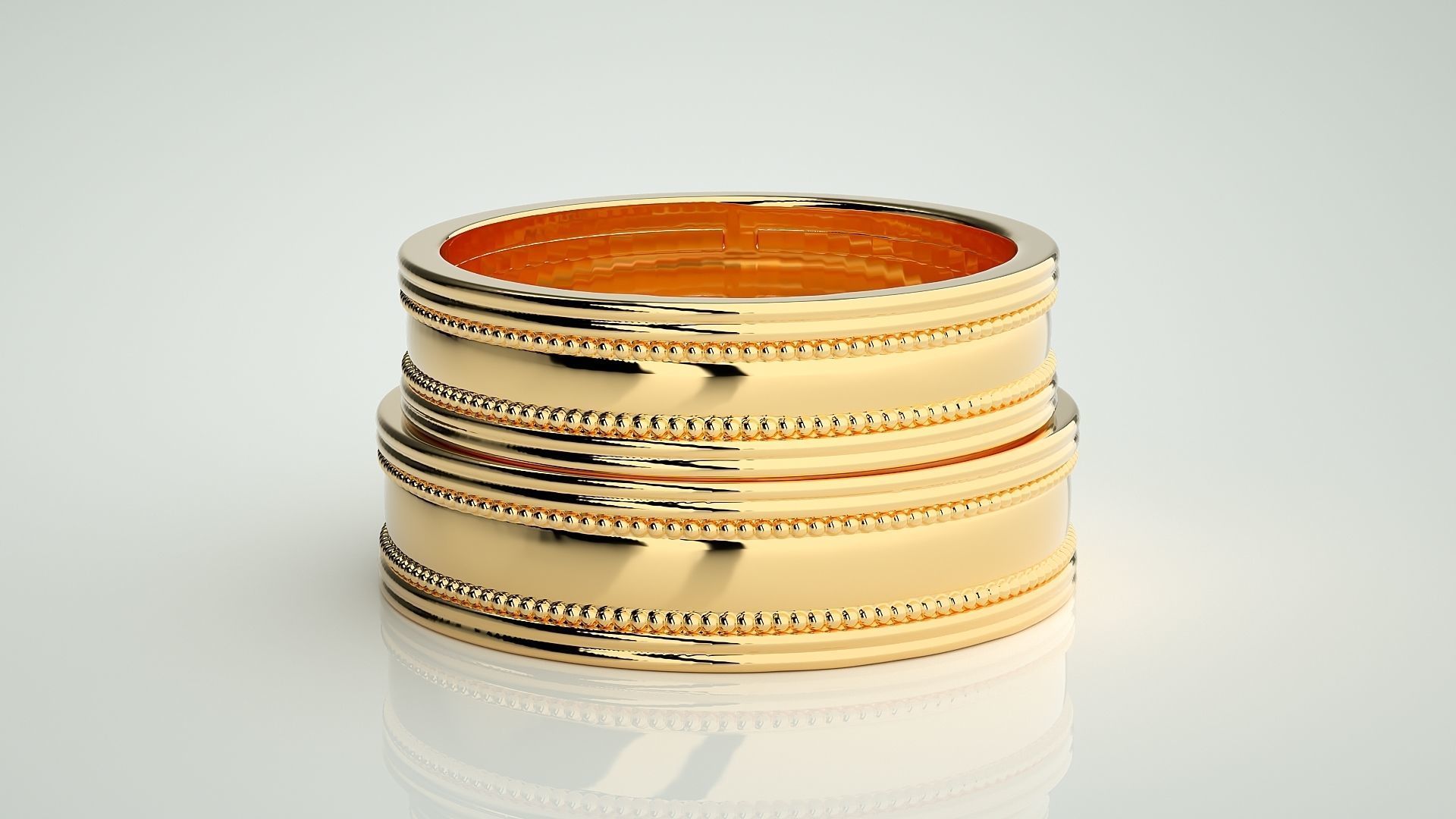 Plain Gold Couple Band Ring 3dm stl render detail 3D print model_11