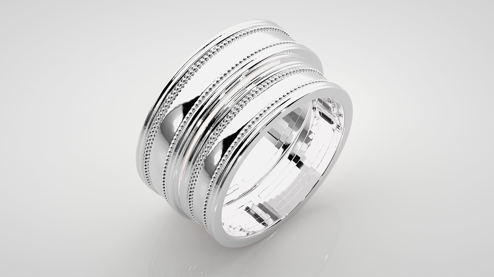 Plain Gold Couple Band Ring 3dm stl render detail 3D print model_8