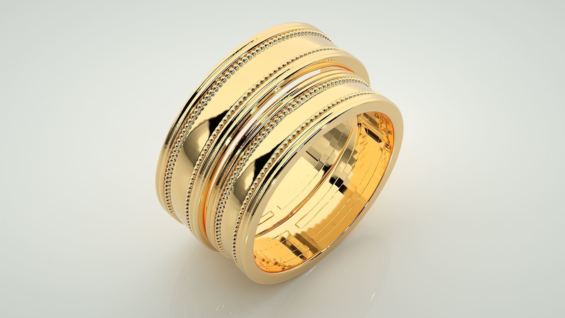 Plain Gold Couple Band Ring 3dm stl render detail 3D print model_12