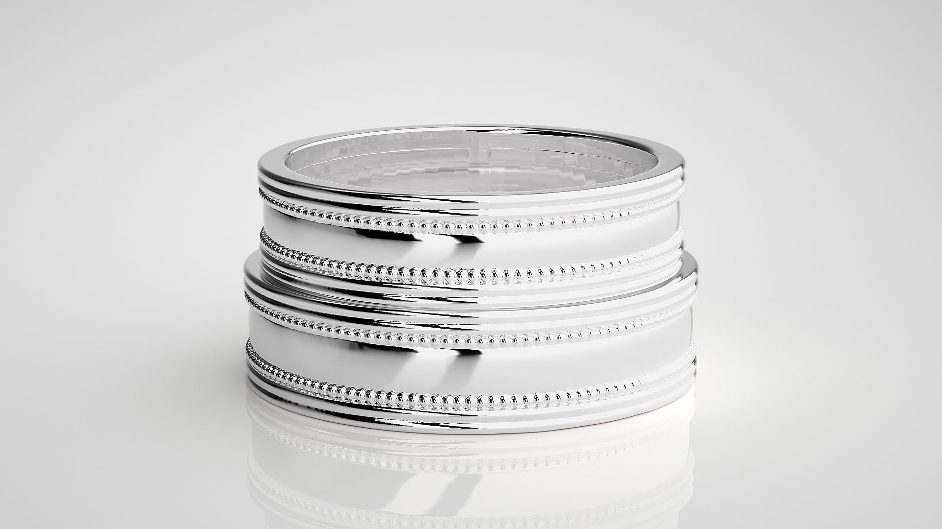 Plain Gold Couple Band Ring 3dm stl render detail 3D print model_7