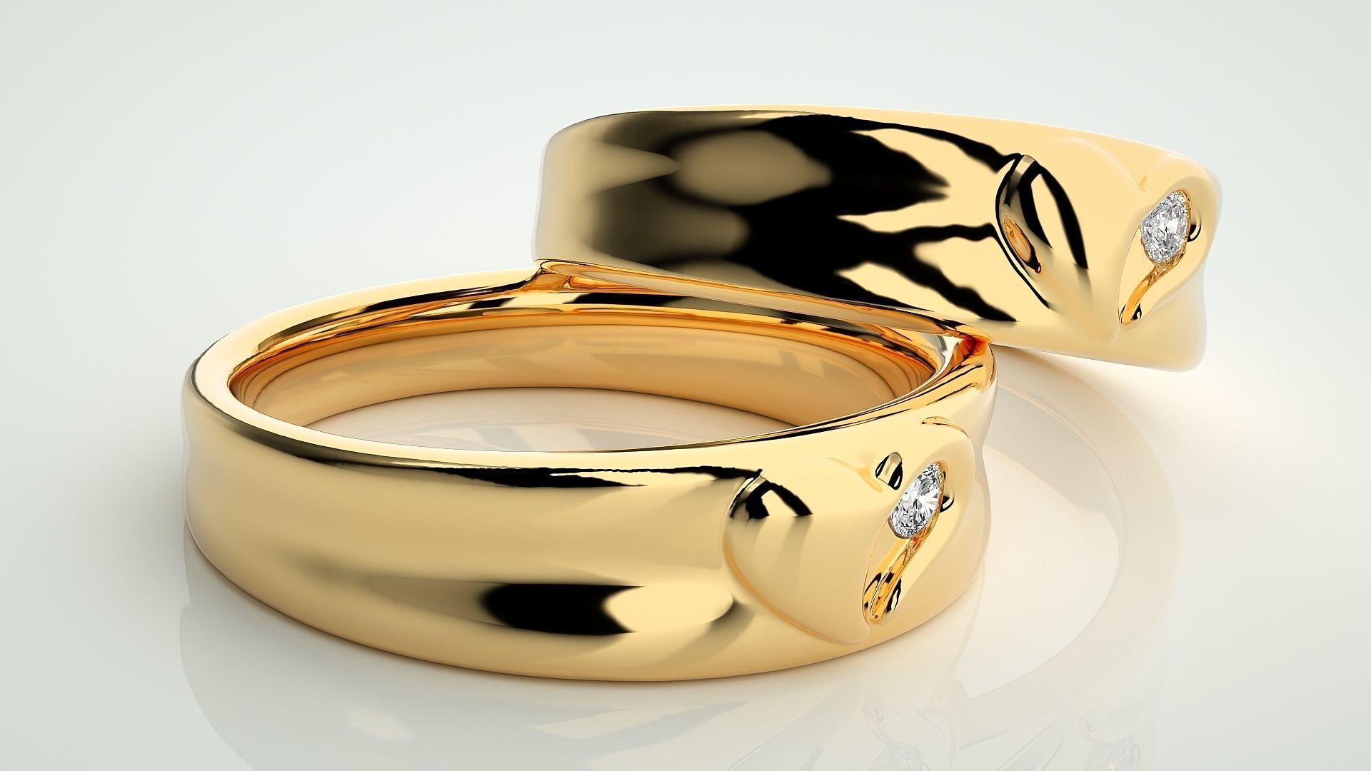 Heart Love Valentine Solitaire Couple Band Ring 3dm stl render 3D print model_10