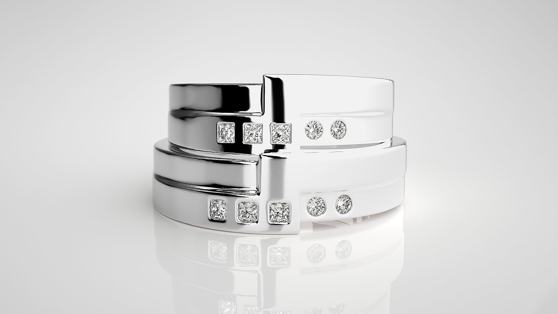 Couple Band Ring 3dm stl render detail  3D print model_7