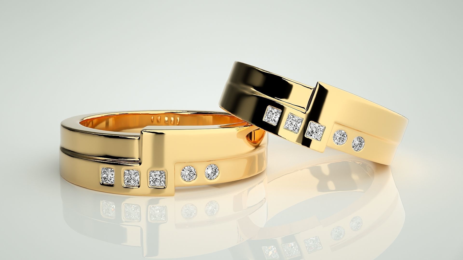 Couple Band Ring 3dm stl render detail  3D print model_9