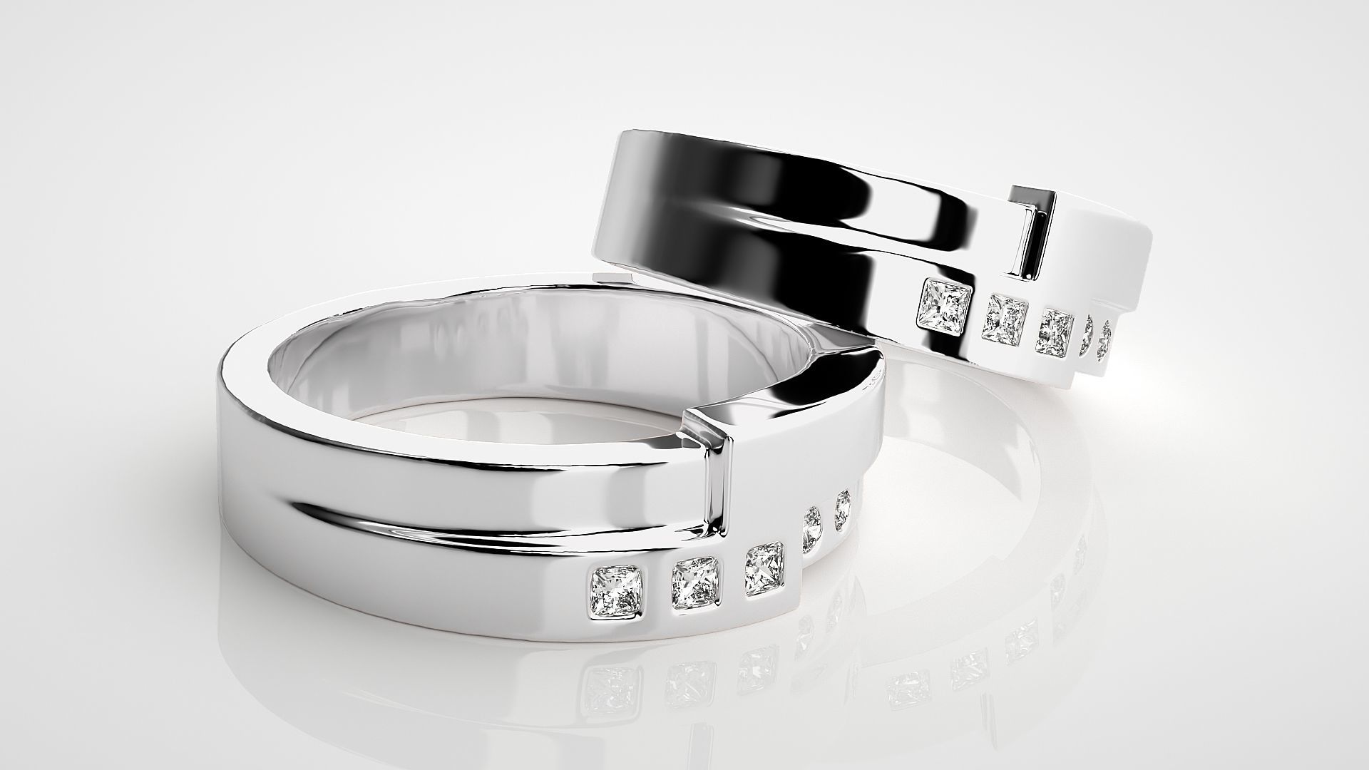 Couple Band Ring 3dm stl render detail  3D print model_6