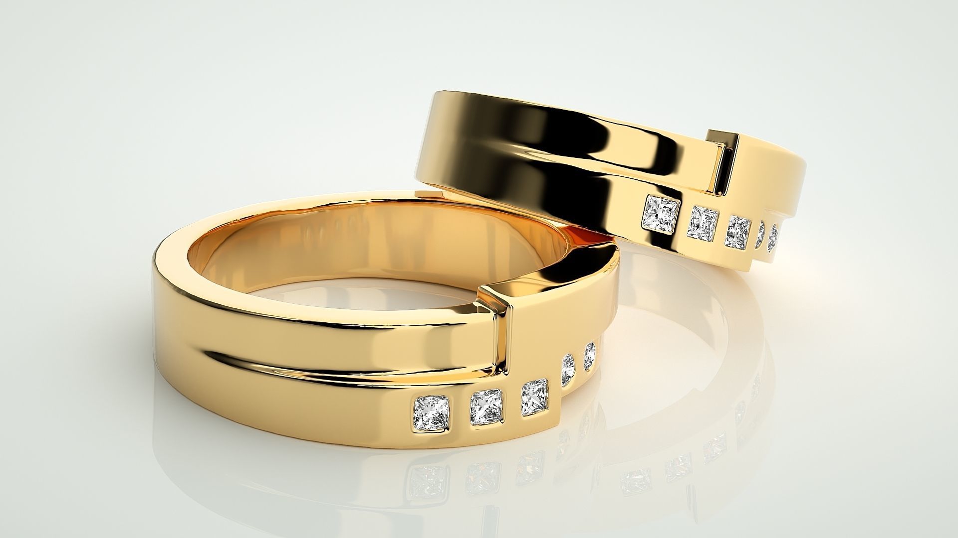 Couple Band Ring 3dm stl render detail  3D print model_10