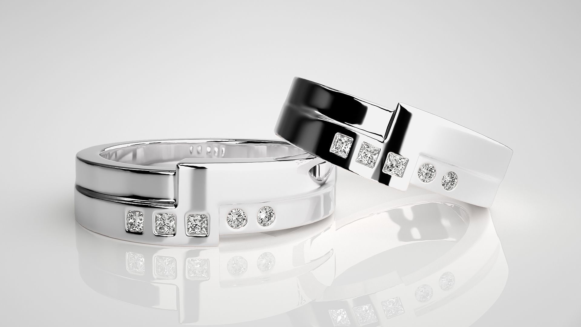 Couple Band Ring 3dm stl render detail  3D print model_5