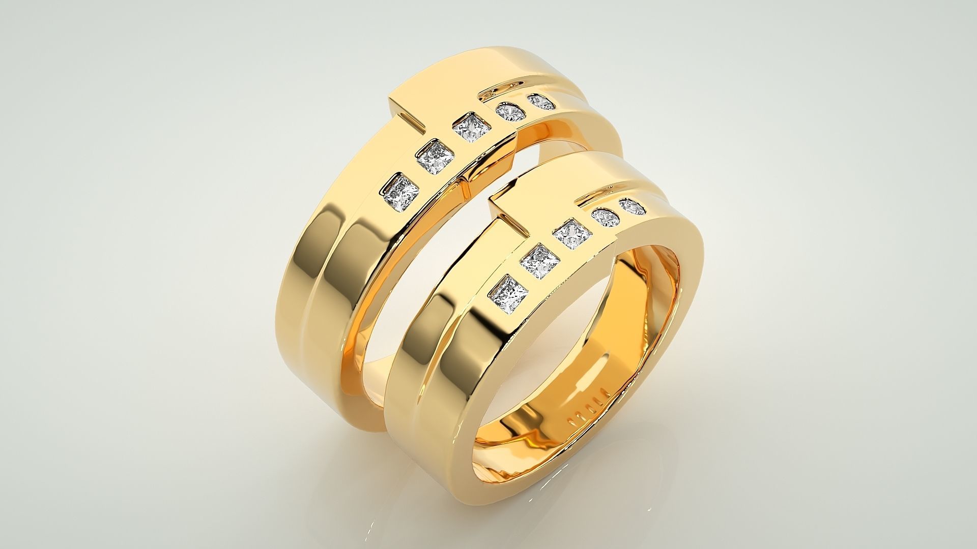 Couple Band Ring 3dm stl render detail  3D print model_12