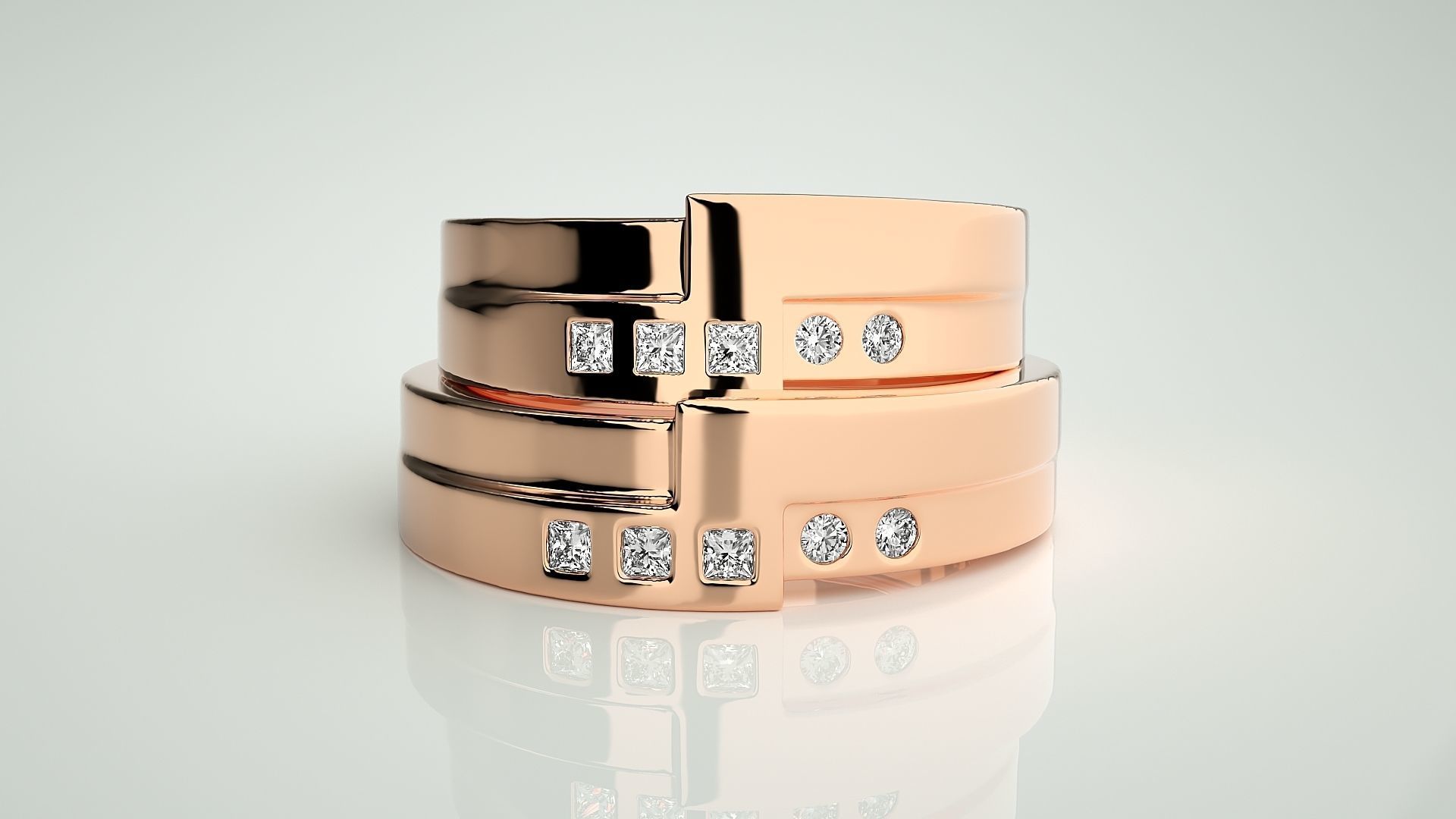 Couple Band Ring 3dm stl render detail  3D print model_2