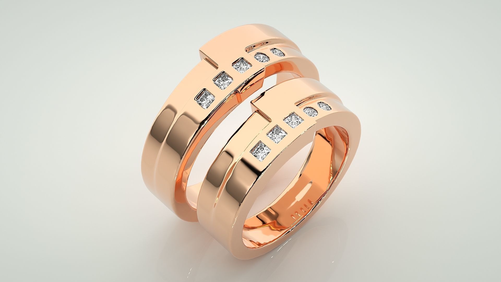 Couple Band Ring 3dm stl render detail  3D print model_3