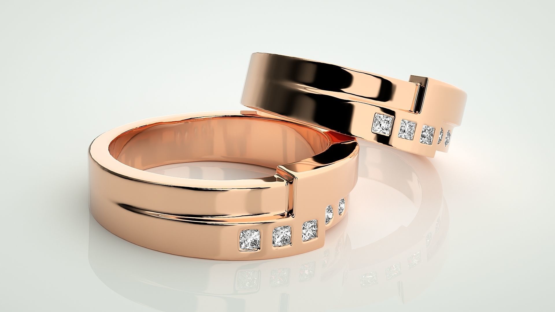 Couple Band Ring 3dm stl render detail  3D print model_1