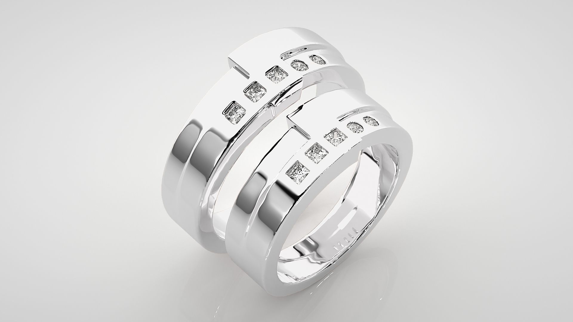 Couple Band Ring 3dm stl render detail  3D print model_8