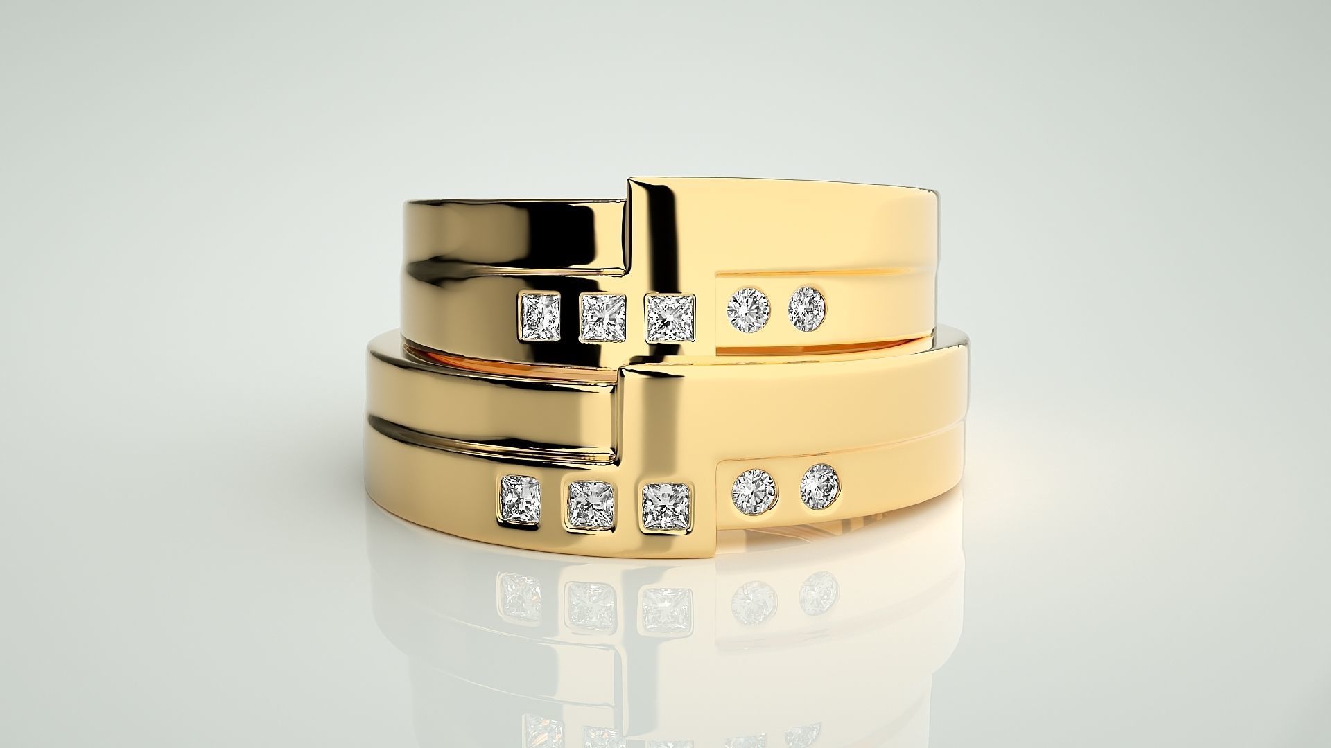 Couple Band Ring 3dm stl render detail  3D print model_11