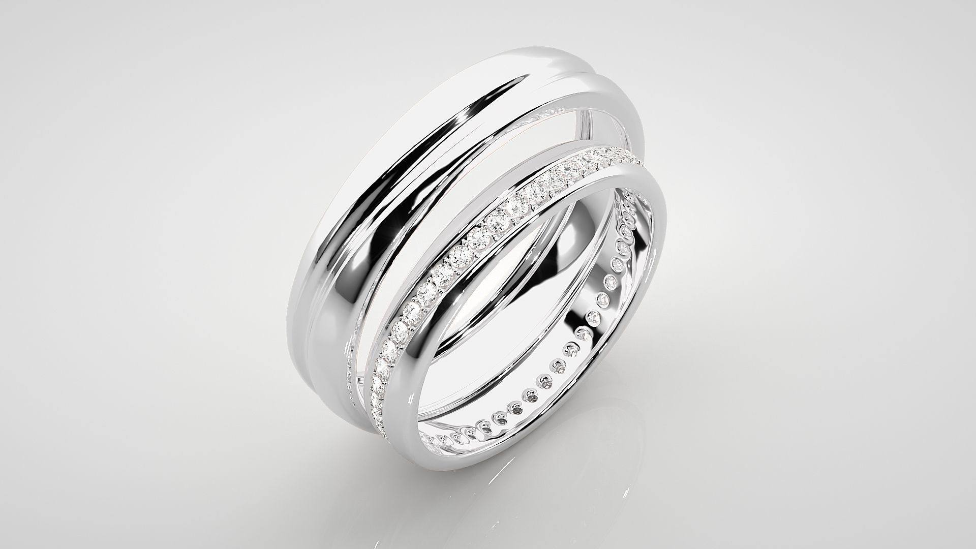 Diamond Rope Couple Band Ring 3dm stl render detail 3D print model_8