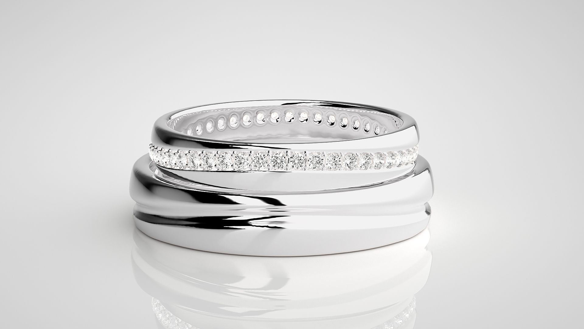 Diamond Rope Couple Band Ring 3dm stl render detail 3D print model_7