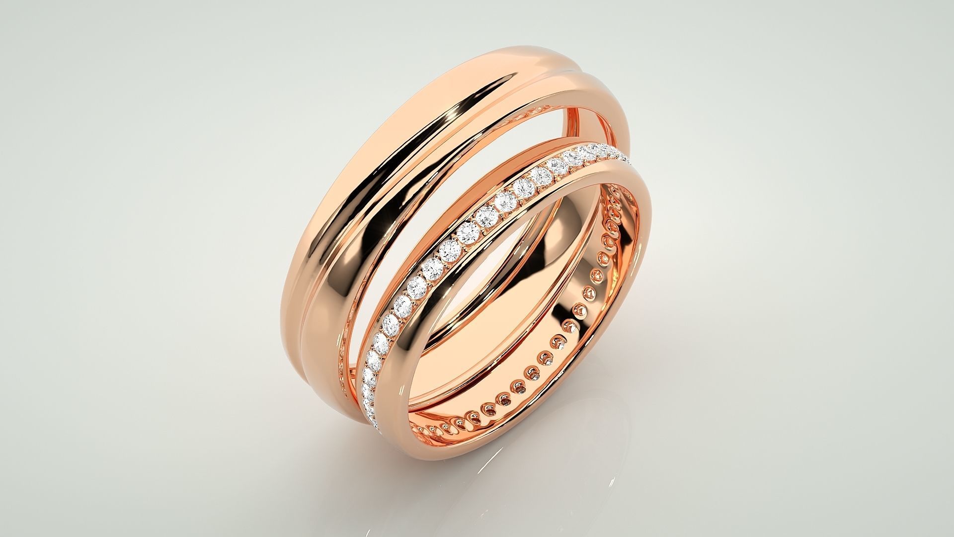 Diamond Rope Couple Band Ring 3dm stl render detail 3D print model_4