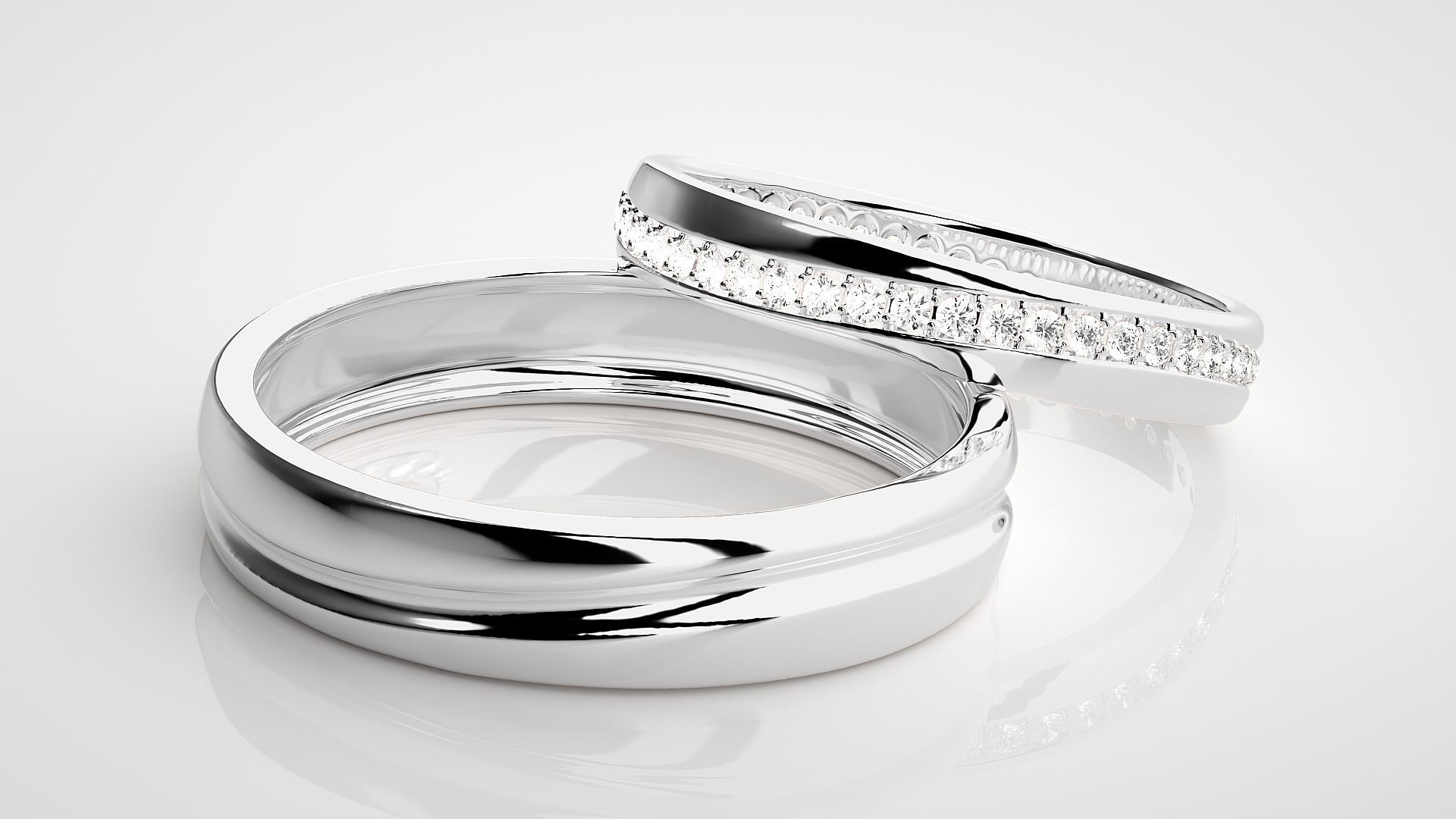 Diamond Rope Couple Band Ring 3dm stl render detail 3D print model_6