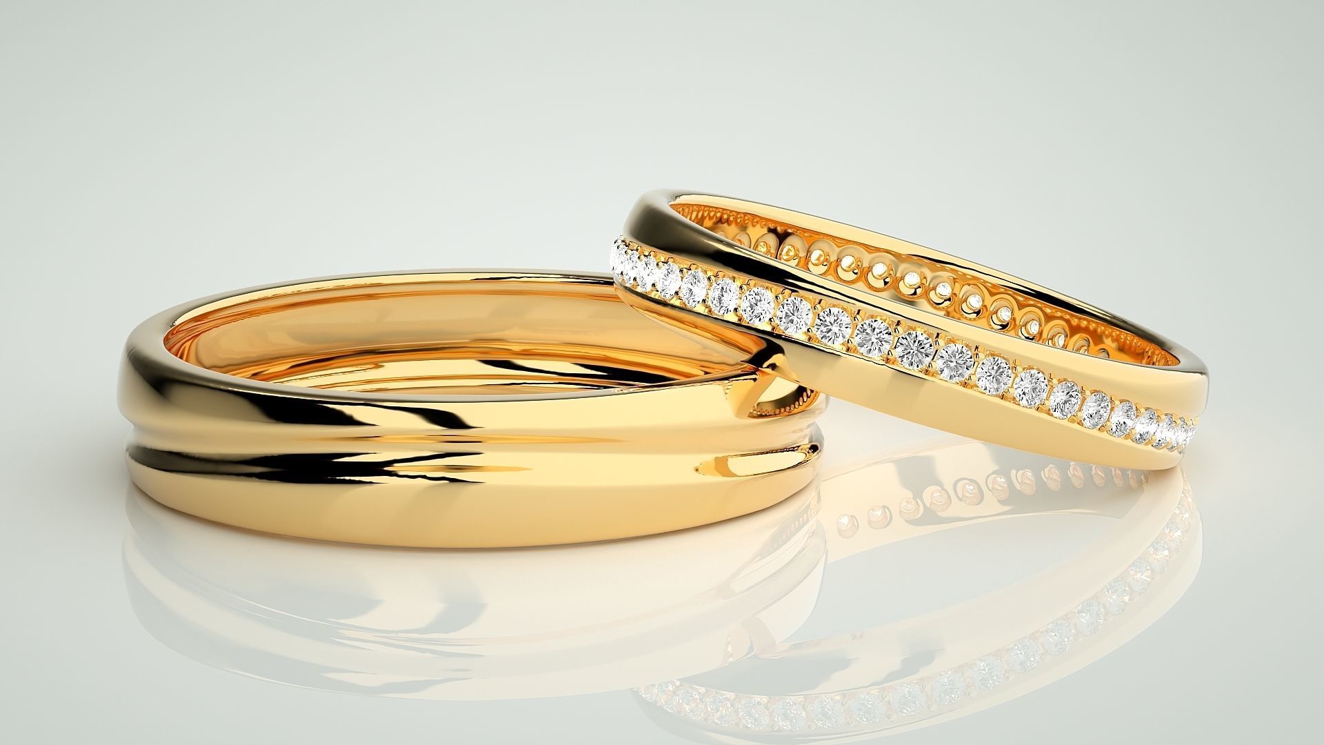 Diamond Rope Couple Band Ring 3dm stl render detail 3D print model_9