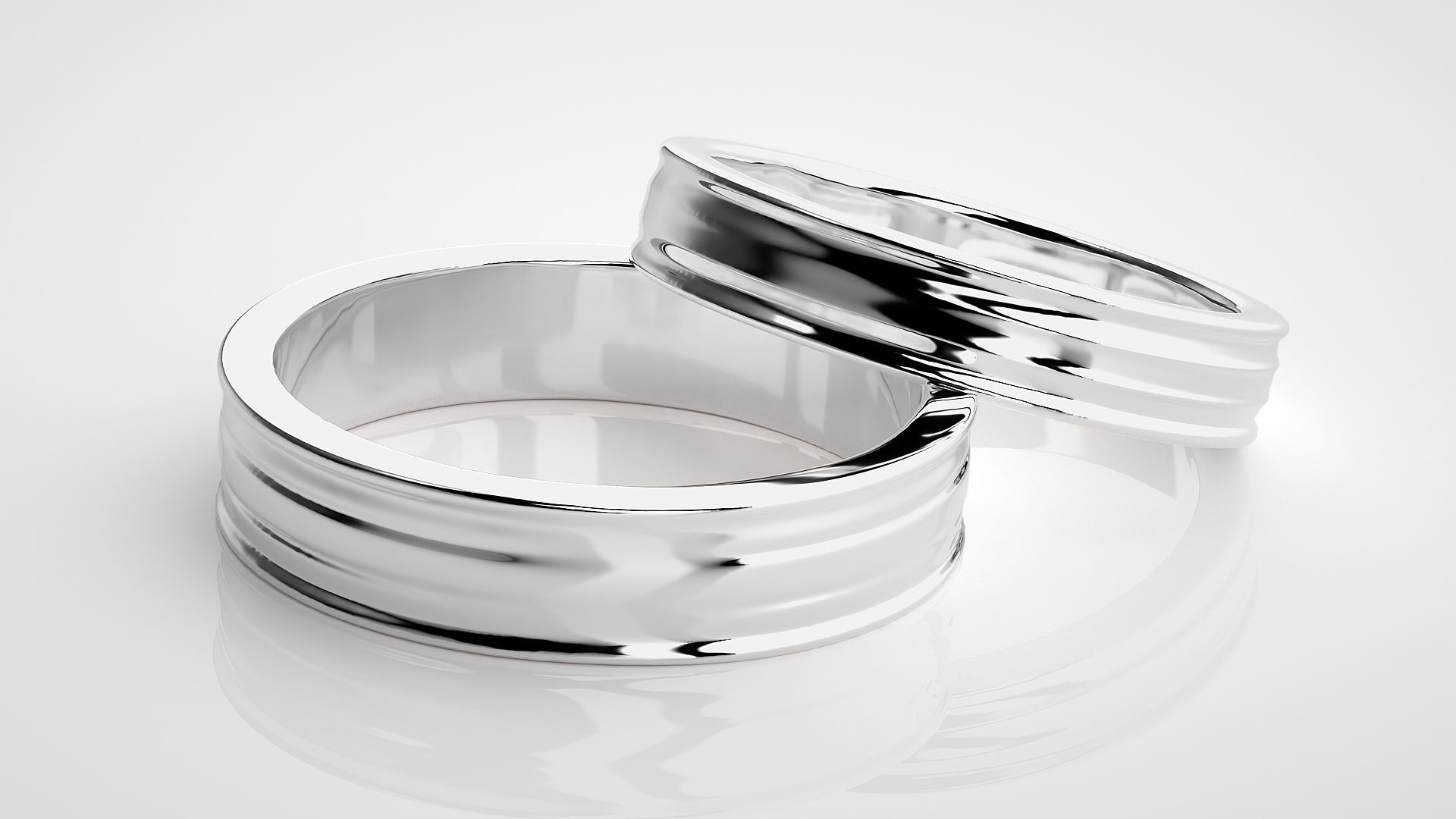 Plain Gold Couple Band Ring 3dm stl render detail 3D print model_6