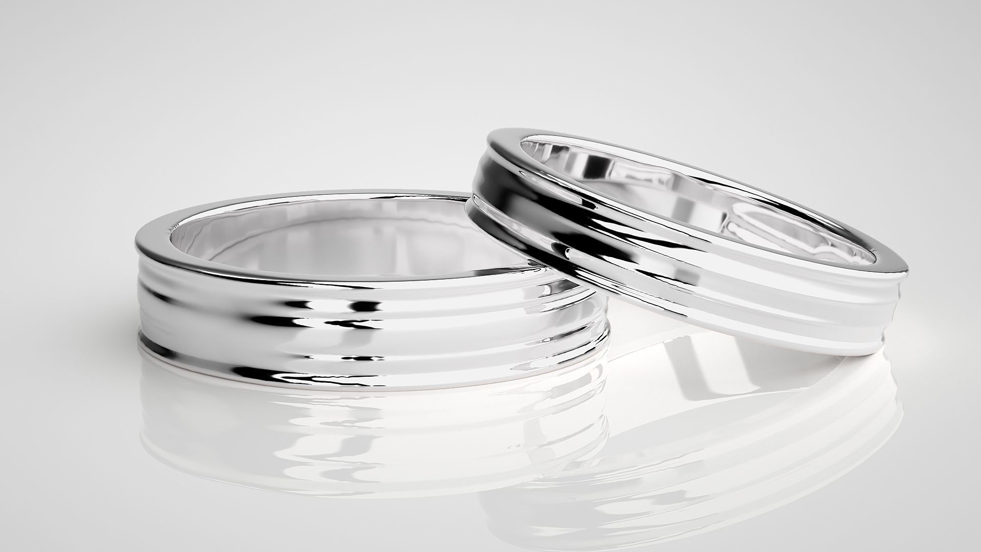 Plain Gold Couple Band Ring 3dm stl render detail 3D print model_5