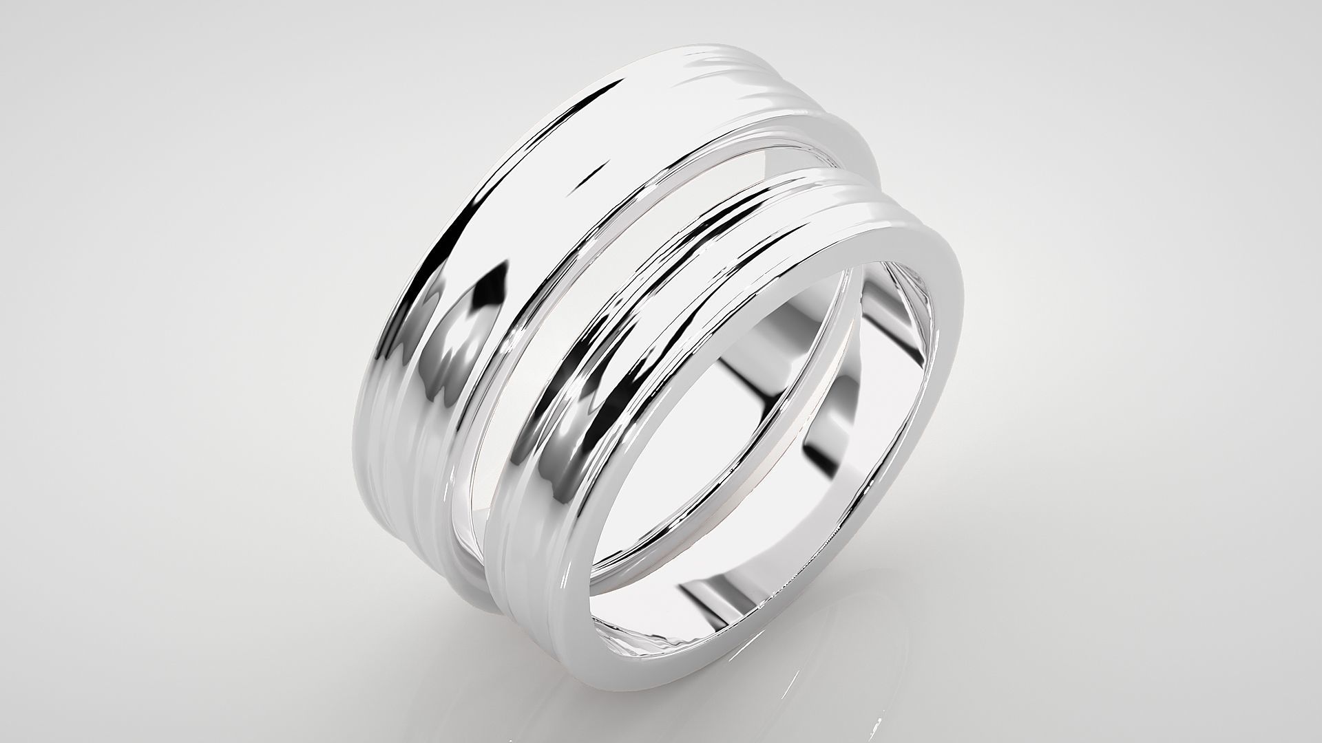 Plain Gold Couple Band Ring 3dm stl render detail 3D print model_8