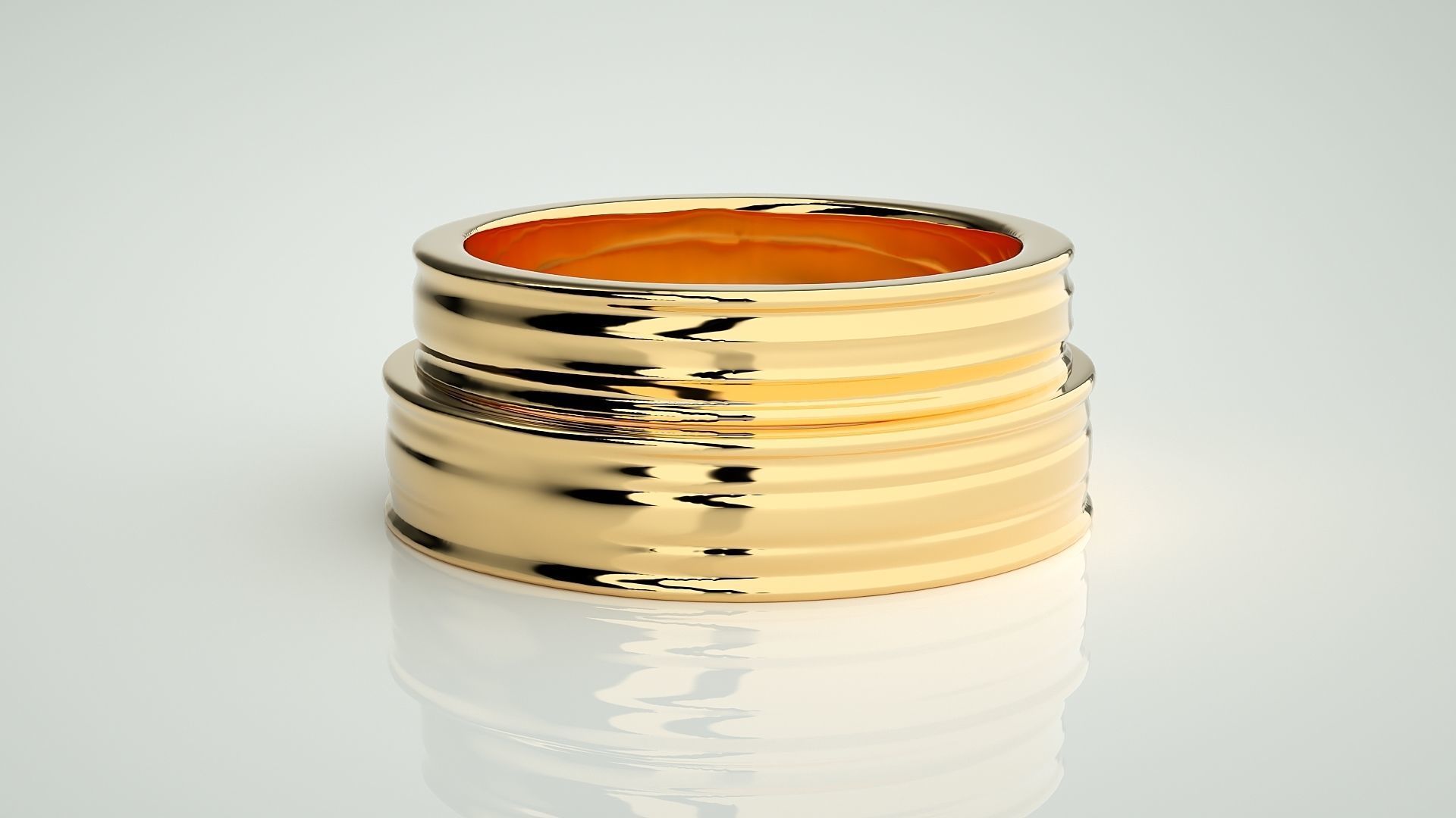 Plain Gold Couple Band Ring 3dm stl render detail 3D print model_11