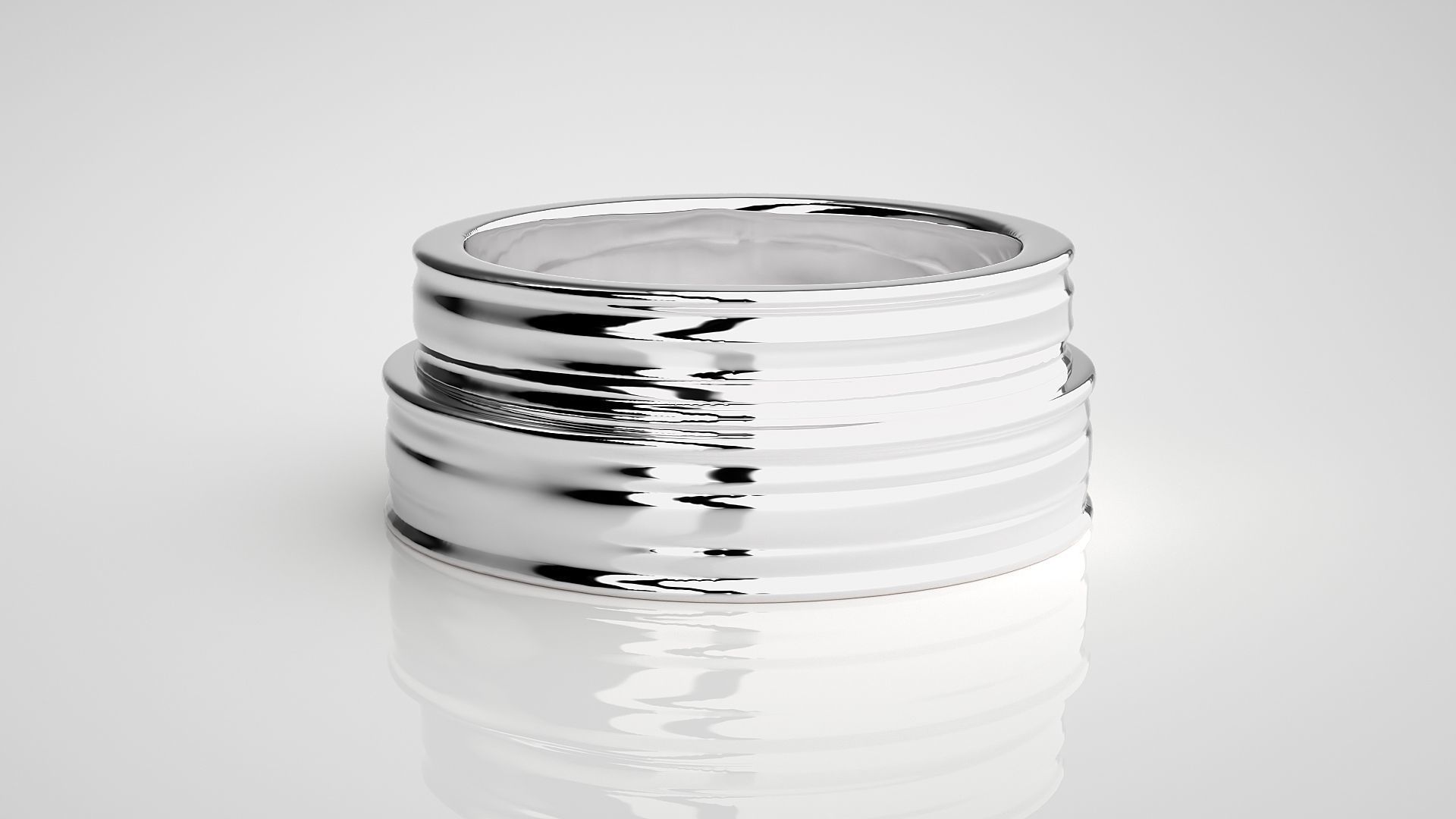 Plain Gold Couple Band Ring 3dm stl render detail 3D print model_7