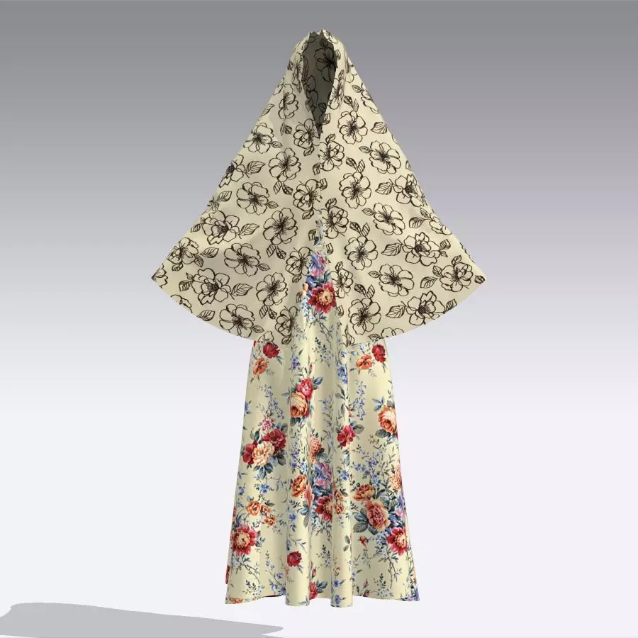Muslim women dress long gown for game character 3D model