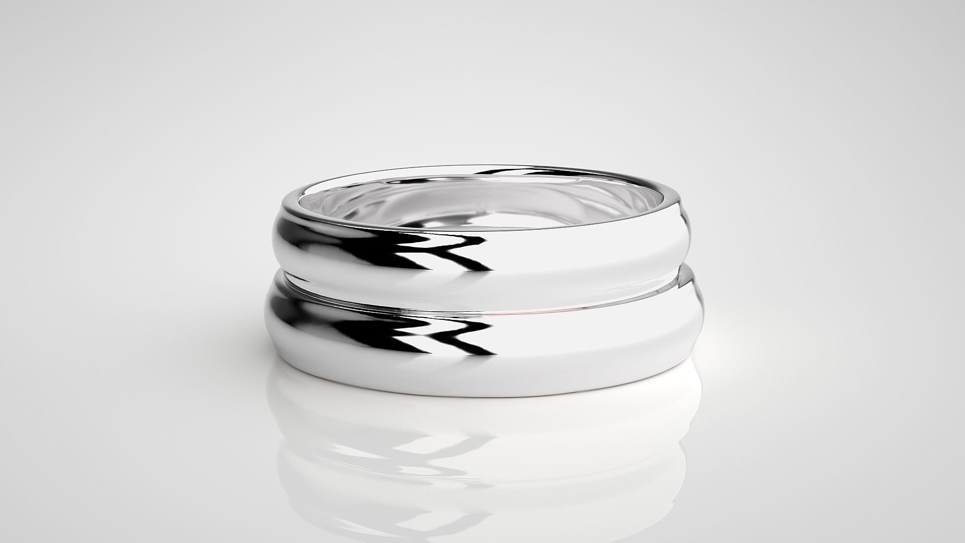 Plain Gold Couple Band Ring 3dm stl render detail 3D print model_7