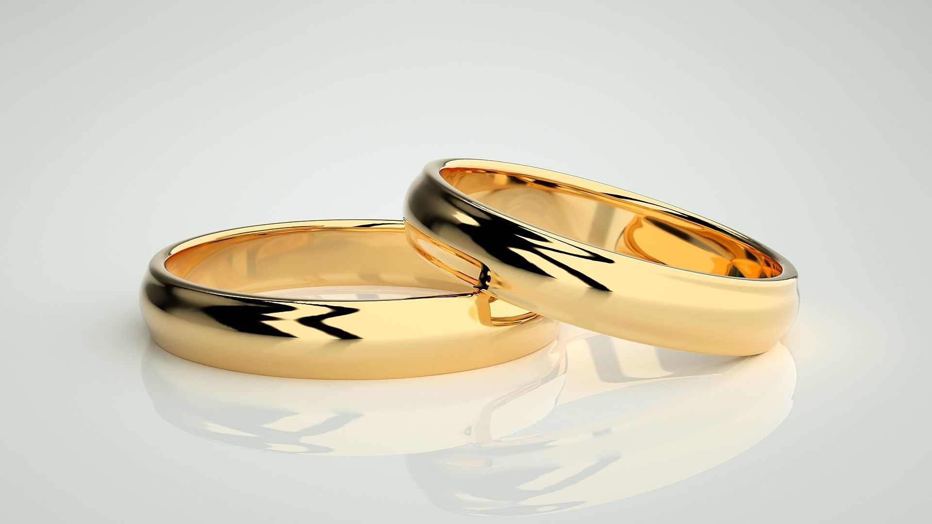 Plain Gold Couple Band Ring 3dm stl render detail 3D print model_9