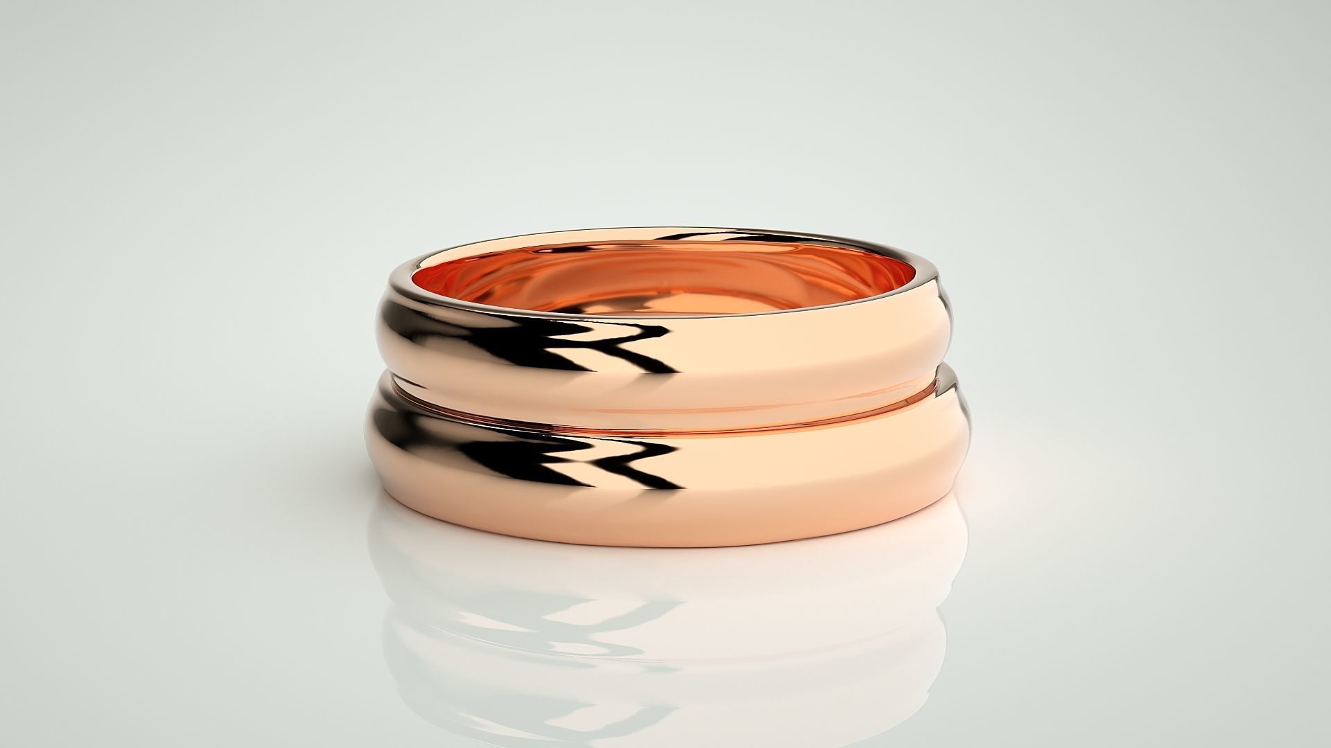Plain Gold Couple Band Ring 3dm stl render detail 3D print model_2