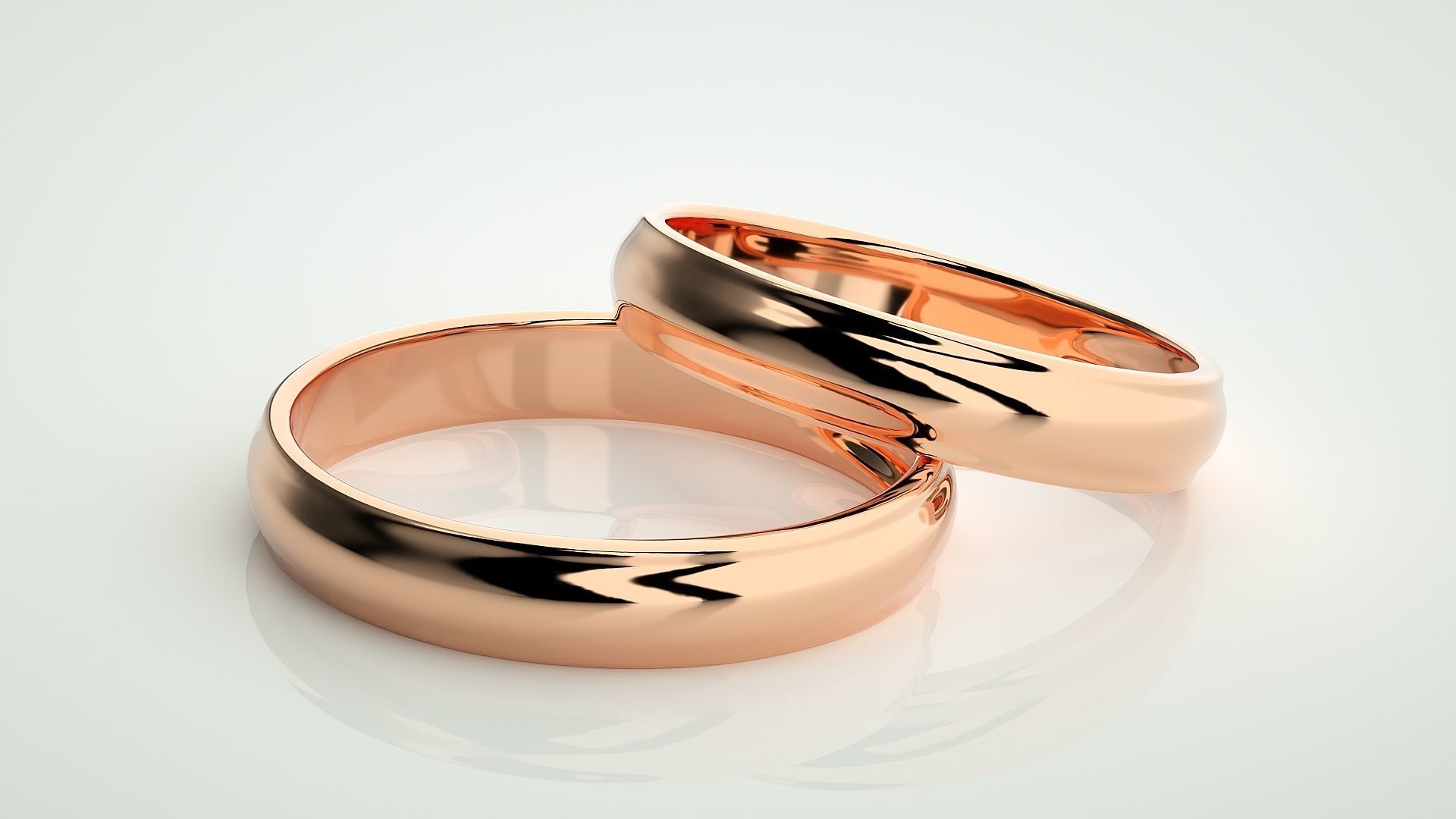 Plain Gold Couple Band Ring 3dm stl render detail 3D print model_1