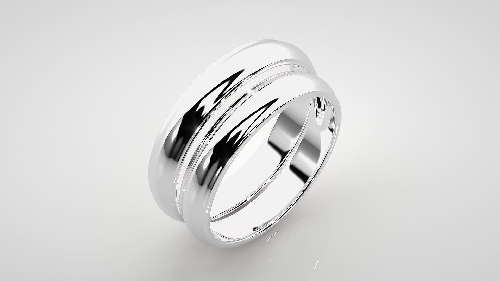 Plain Gold Couple Band Ring 3dm stl render detail 3D print model_8