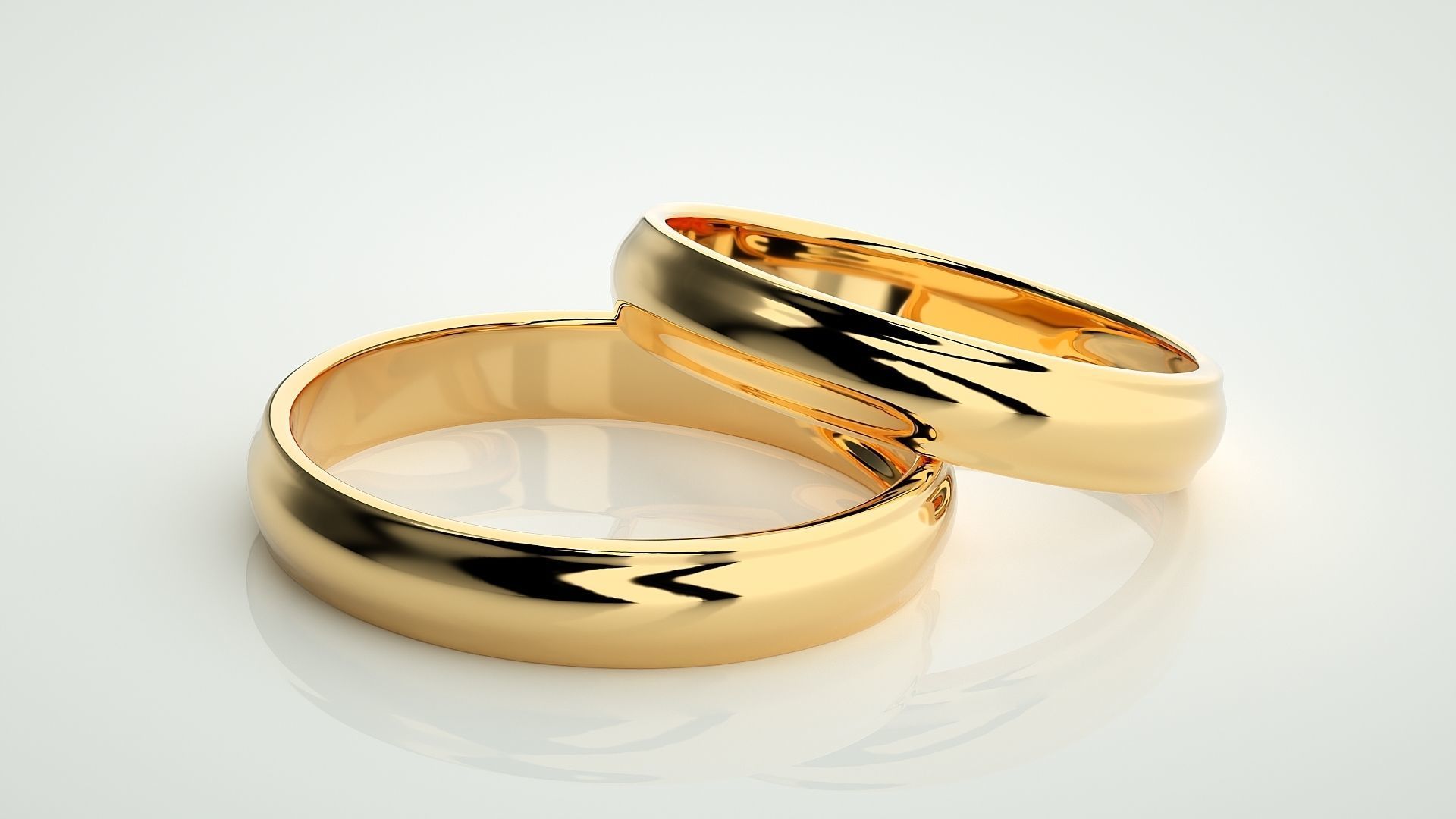Plain Gold Couple Band Ring 3dm stl render detail 3D print model_10