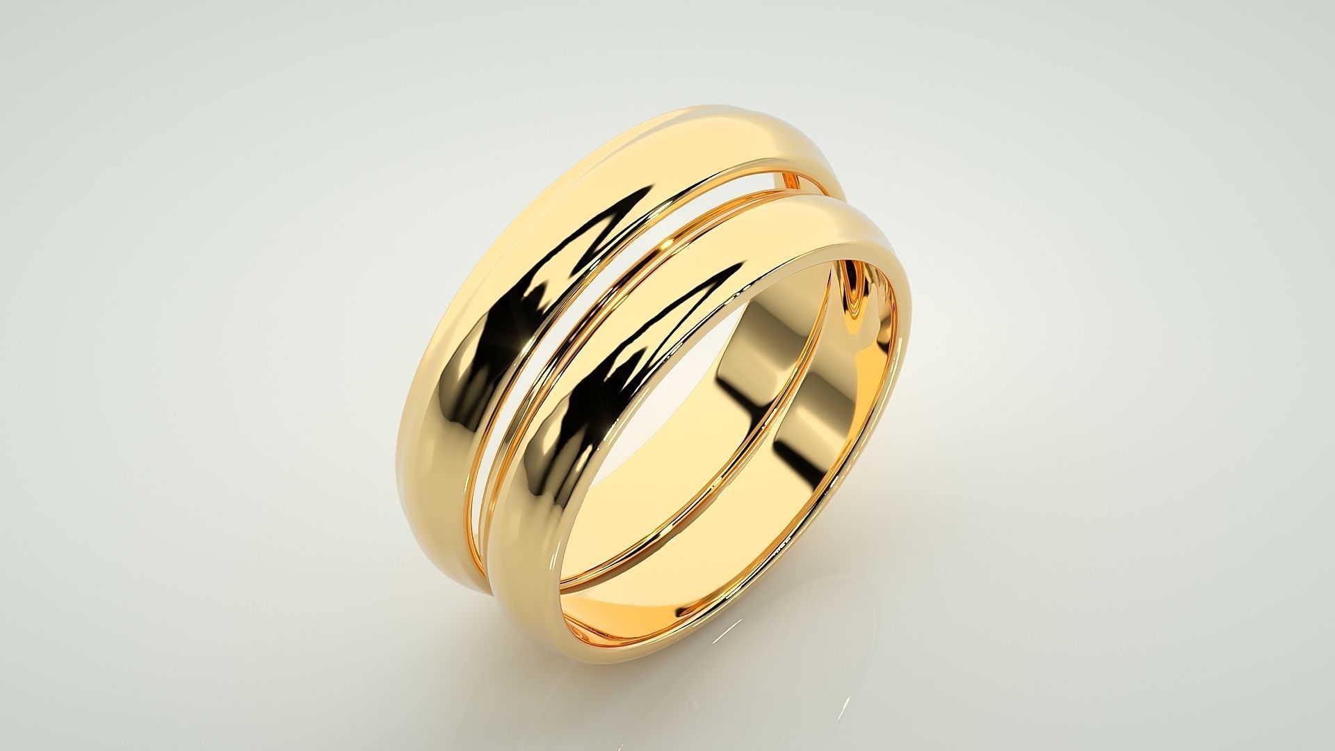 Plain Gold Couple Band Ring 3dm stl render detail 3D print model_12