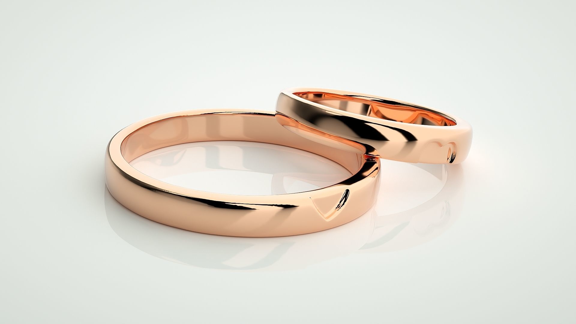Heart Love Valentine Couple Band Ring 3dm stl render detail 3D print model_1