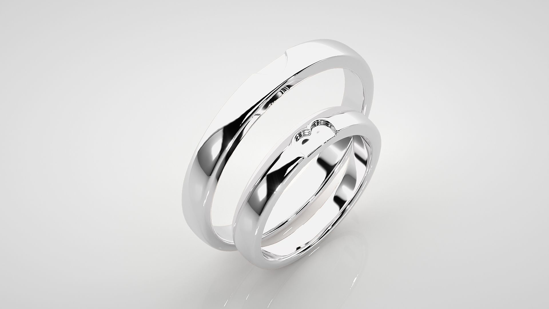 Heart Love Valentine Couple Band Ring 3dm stl render detail 3D print model_8