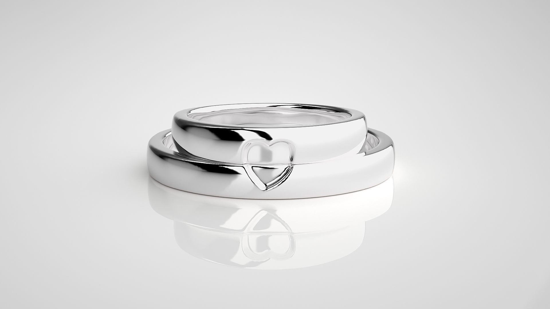 Heart Love Valentine Couple Band Ring 3dm stl render detail 3D print model_7