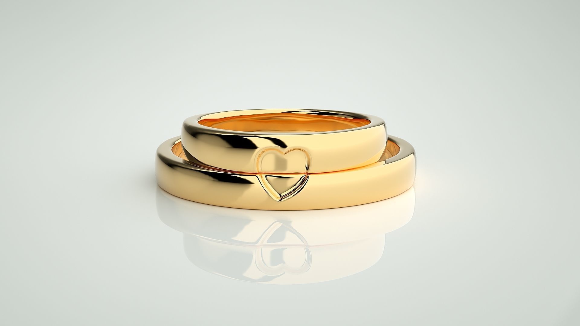 Heart Love Valentine Couple Band Ring 3dm stl render detail 3D print model_11