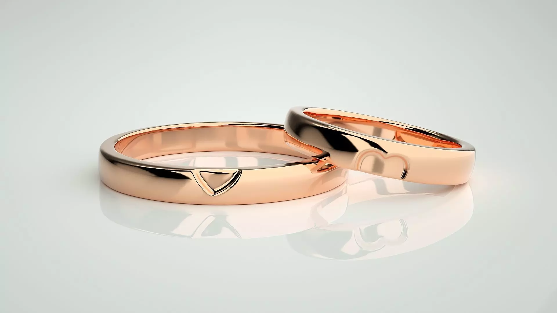 Heart Love Valentine Couple Band Ring 3dm stl render detail 3D print model_0