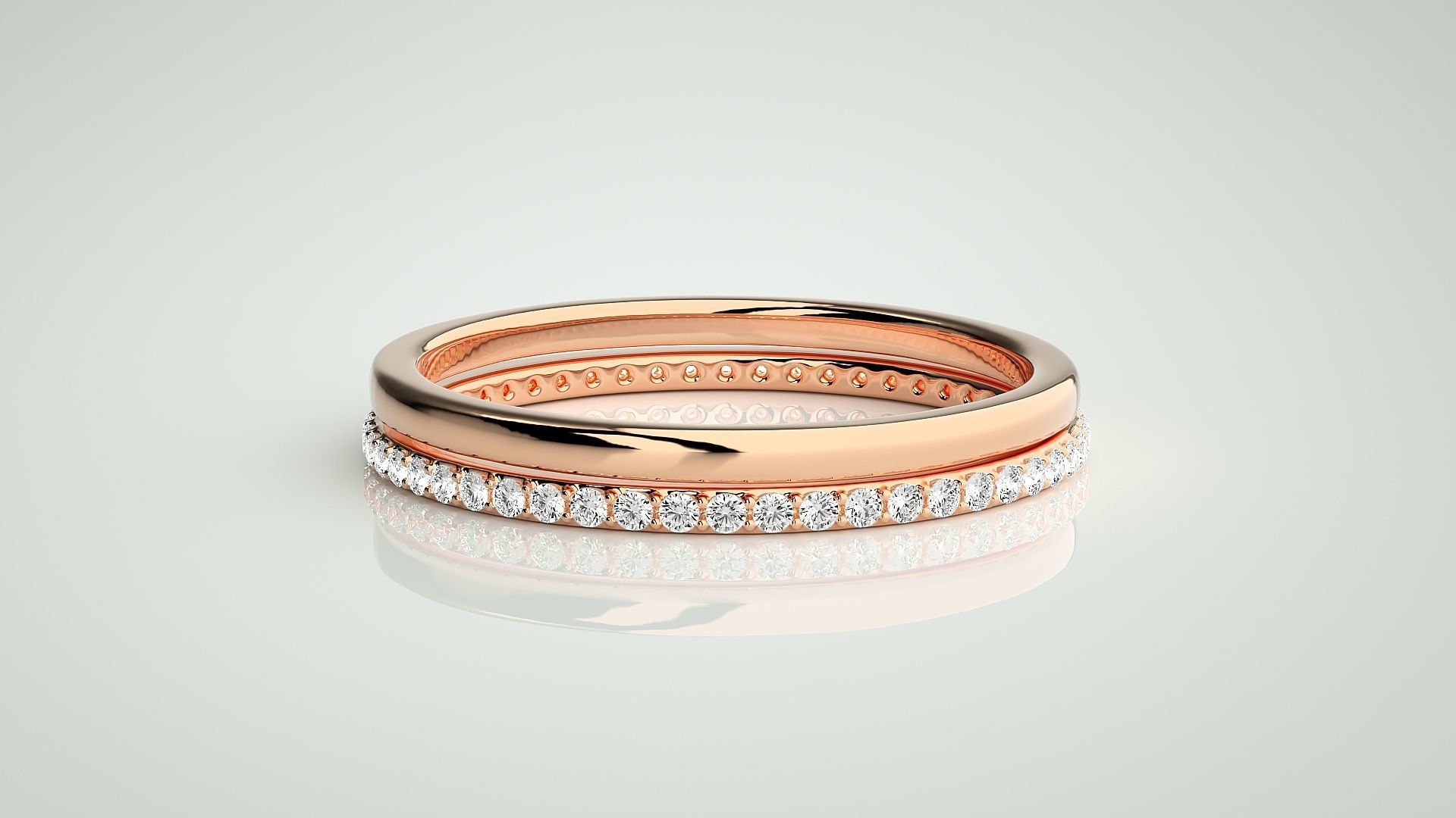 Ultra Light wt Thin Couple Band Ring 3dm stl render detail 3D print model_2