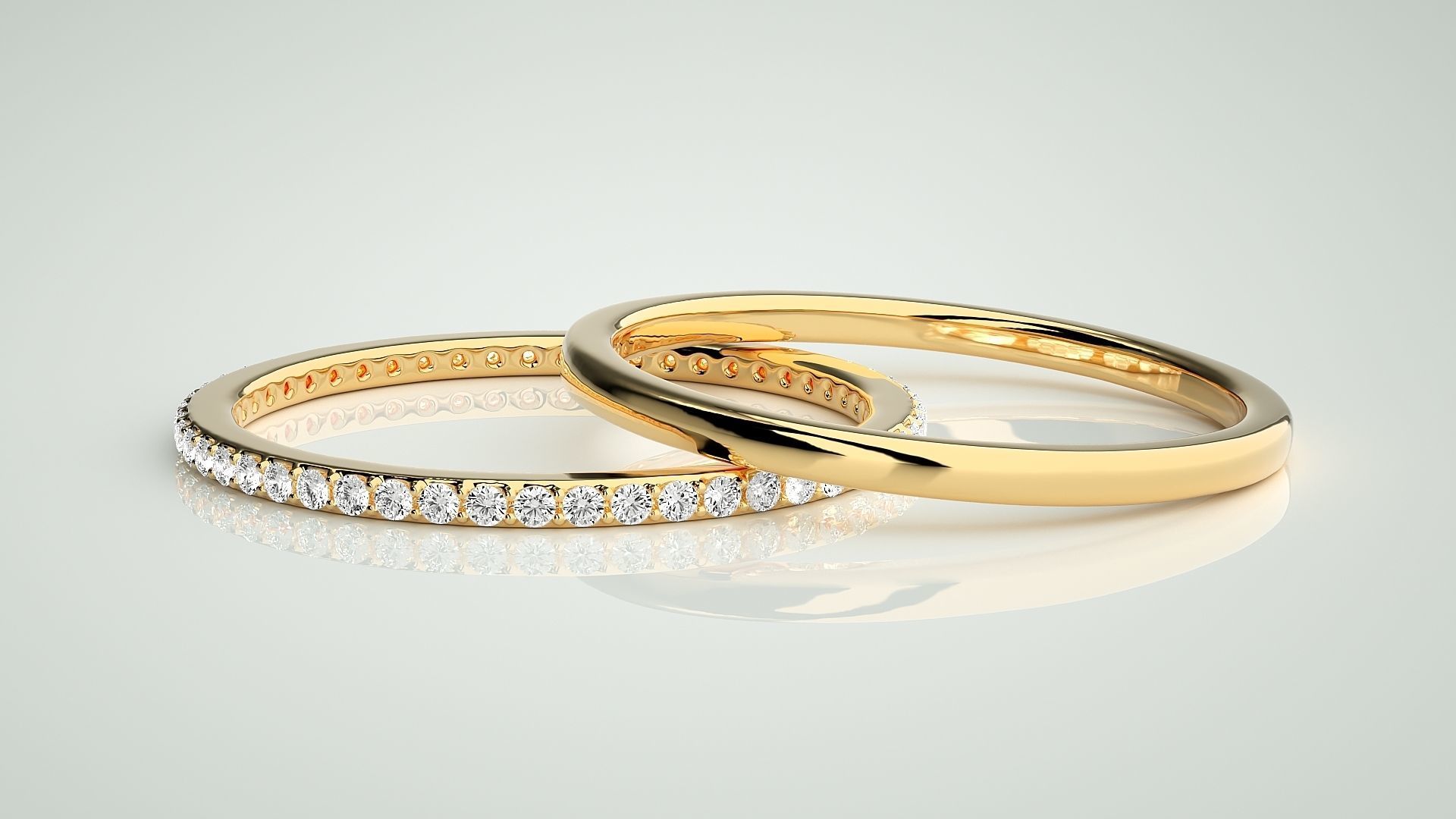 Ultra Light wt Thin Couple Band Ring 3dm stl render detail 3D print model_9