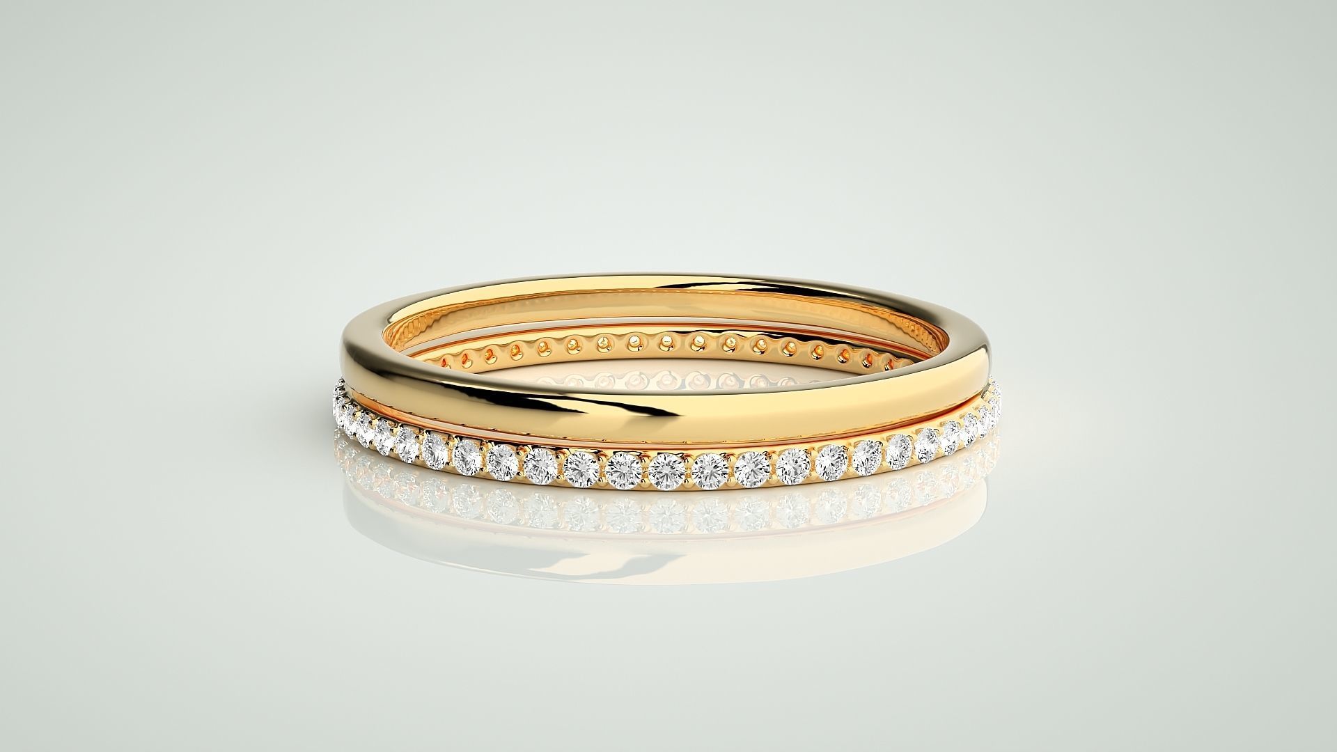 Ultra Light wt Thin Couple Band Ring 3dm stl render detail 3D print model_11