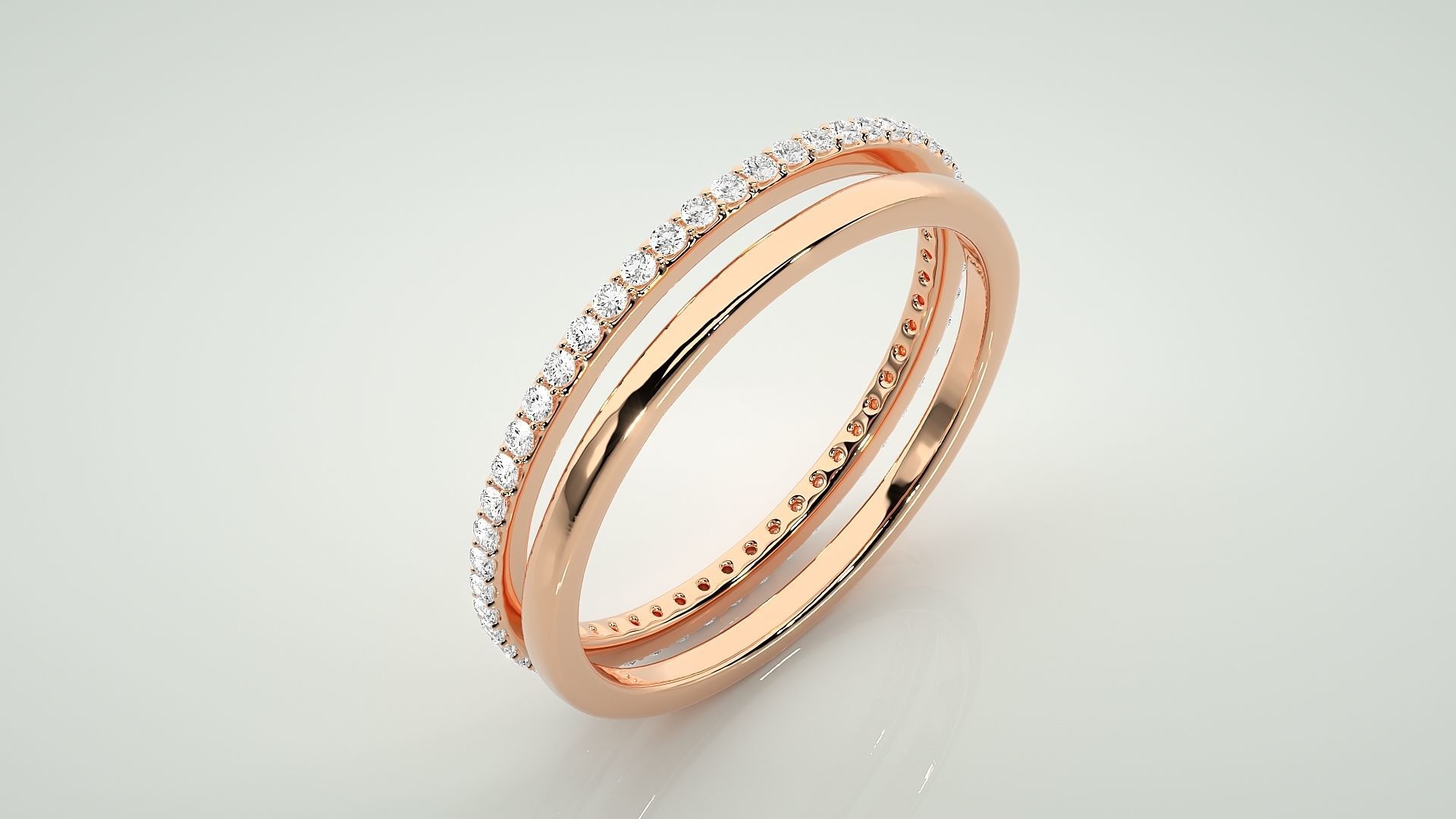 Ultra Light wt Thin Couple Band Ring 3dm stl render detail 3D print model_4