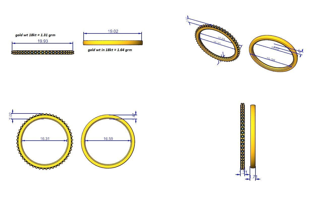 Ultra Light wt Thin Couple Band Ring 3dm stl render detail 3D print model_3